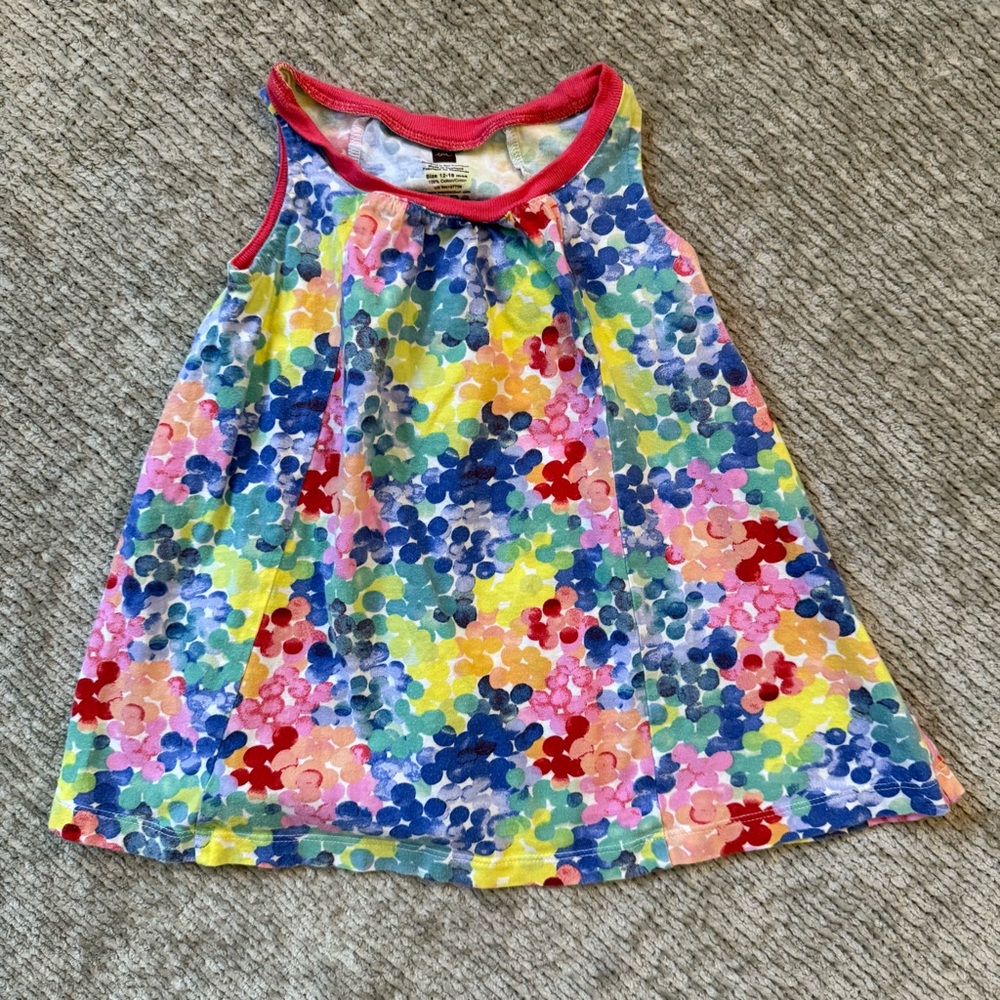 Tea Collection Rainbow Watercolor Floral Dress 12-18M‎ Baby Girl Sleeveless